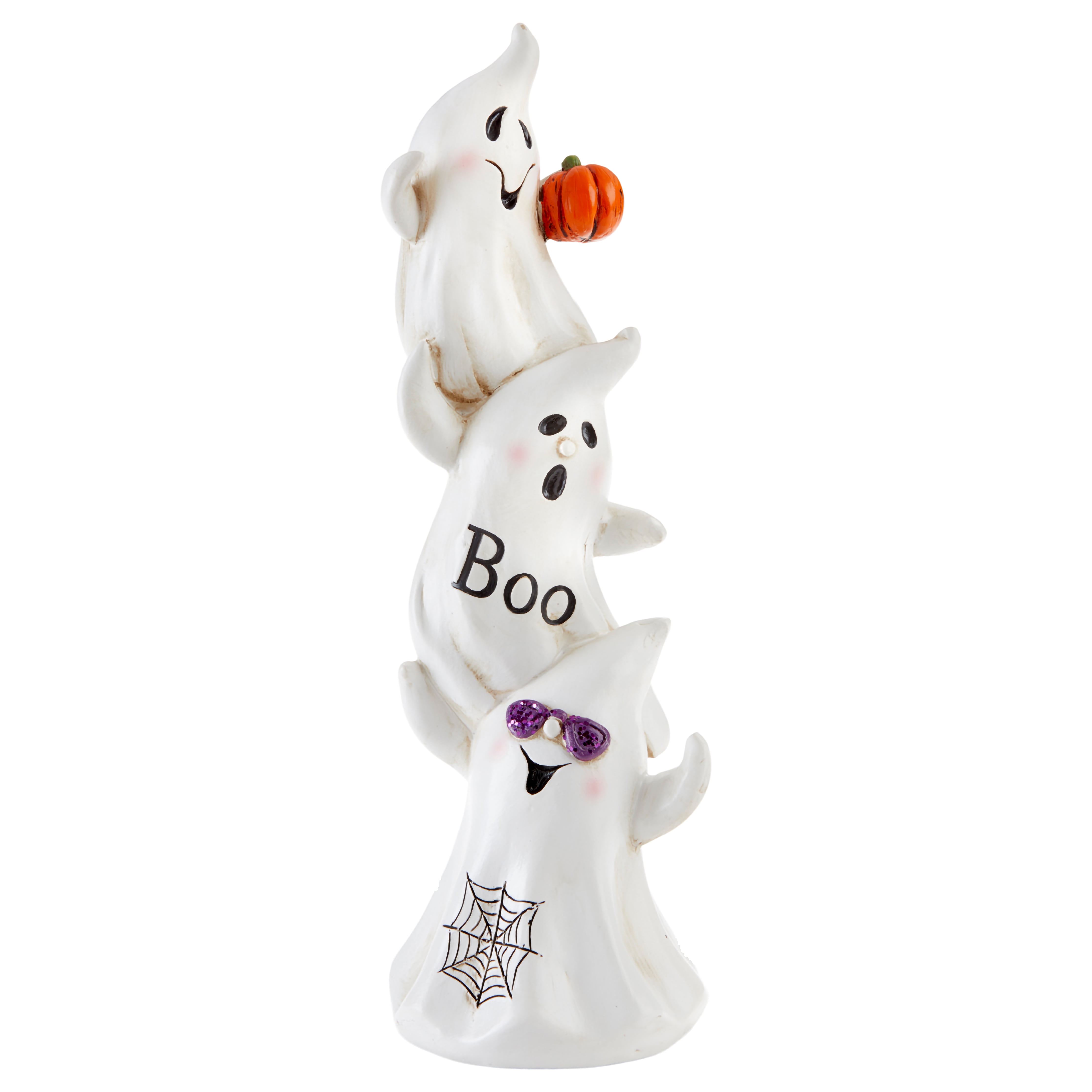 Ghost Stack Cool Shades Boo Spooky White 11 Inch Resin Stone Halloween 