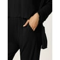 thumbnail image 5 of INSPIRE CHIC Women's 3 Pcs Sleepwear Solid Color Long Sleeve Cardigan Cami and Pants Pajama Set S Black, 5 of 6