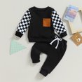 thumbnail image 3 of Gupgi 2Pcs Autumn Outfits for Baby Boy Checkered Sweatshirts Long Pants Set 0-3 Years, 3 of 8