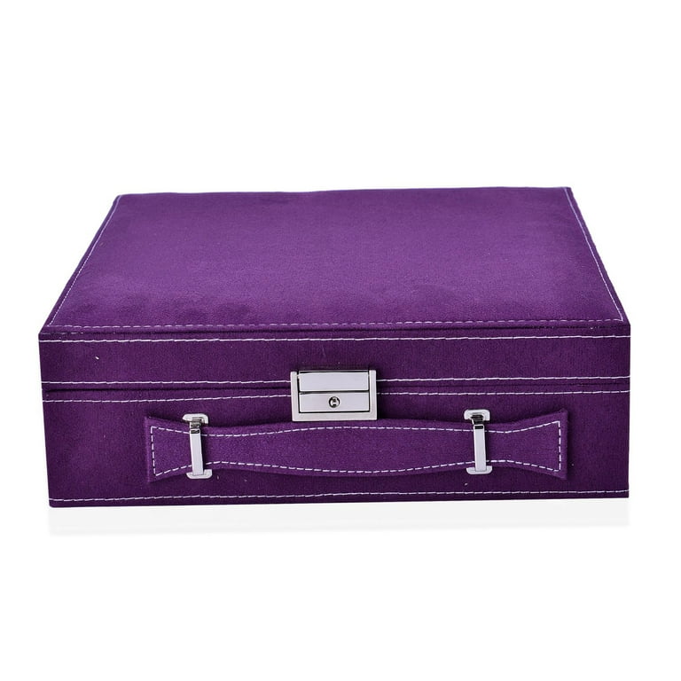  KCY Jewelry Box Organizer for Women Girls,Large PU Leather  Jewellery Storage Case with 2 Layers Display Holder & Removeable Tray for  Earrings Rings Necklaces Bracelets,Mens Vintage Gift,Purple : Clothing,  Shoes 