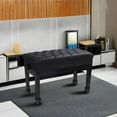 thumbnail image 2 of REDCAMP Adjustable Duet Piano Bench with Storage,Heavy Duty Wooden Double Keyboard Piano Bench Seat with PU Leather Cushion,Black, 2 of 10