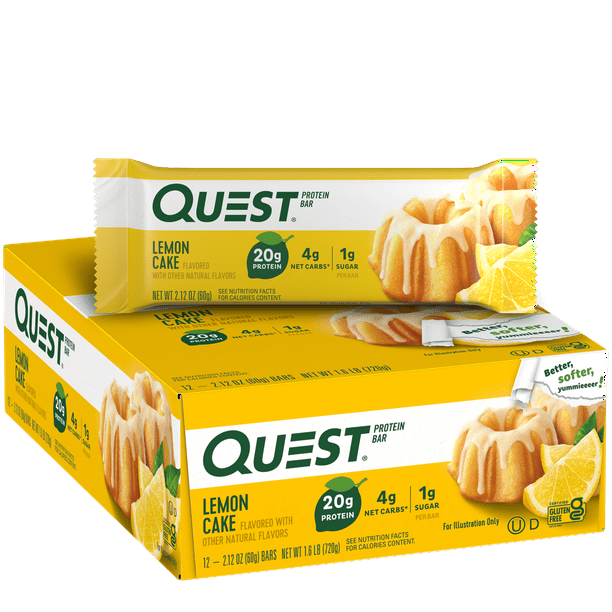 Quest Protein Bar, High Protein, KetoFriendly, Lemon Cake, 12 Count