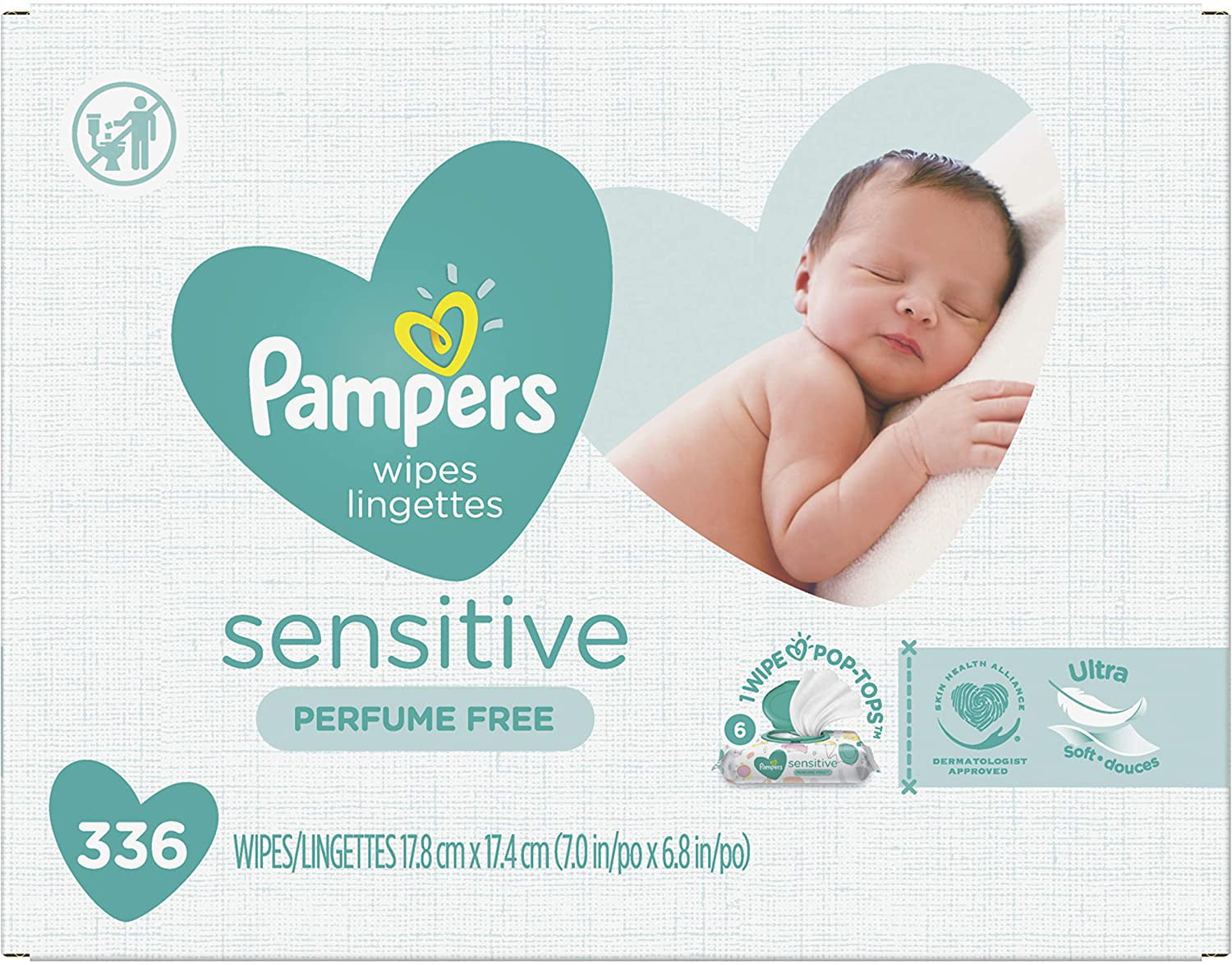 Pampers Sensitive Baby Wipes Water-Based Baby Diaper Wipes 9x Pop-Top 504 Ct 