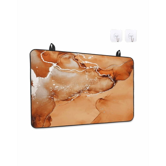 Stove Top Covers for Electric Stove 28.5x20.5 Inches, Marble Burnt Orange Heat Insulation Fireproof Glass Cooktop Protector, Modern Abstract Ink Painting Luxury Countertop Stovetop Cover for Kitchen