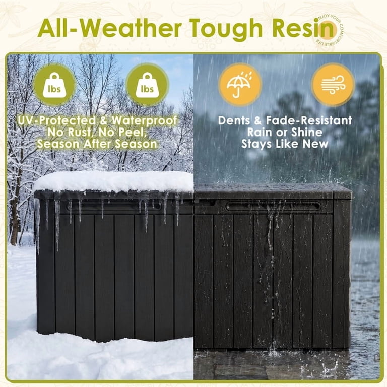 Homall 98-Gallon Resin Deck Box, Waterproof, Black photo 5
