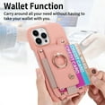 thumbnail image 6 of for iPhone 14 Pro Max Wallet Case with Elastic Card Holder & 360° Rotatable Ring Stand, Vintage PU Leather Kickstand Slim Fit Shockproof Cover with Shoulder Strap for iPhone 14 Pro Max - Pink, 6 of 9