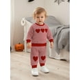 thumbnail image 2 of BemeyourBBs Toddler Baby Boy Girl Valentines Day Outfit Striped Heart Sweatshirt and Pants Set Spring Fall Winter Clothes, 2 of 9