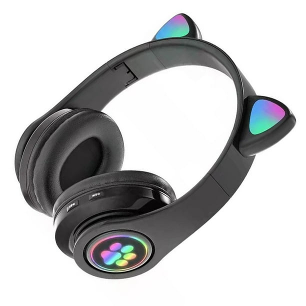 Methold Auriculares inalámbricos con orejas de gato y luz de Flash para con Control de micrófono, auriculares estéreo con LED para música, Type5 NO5