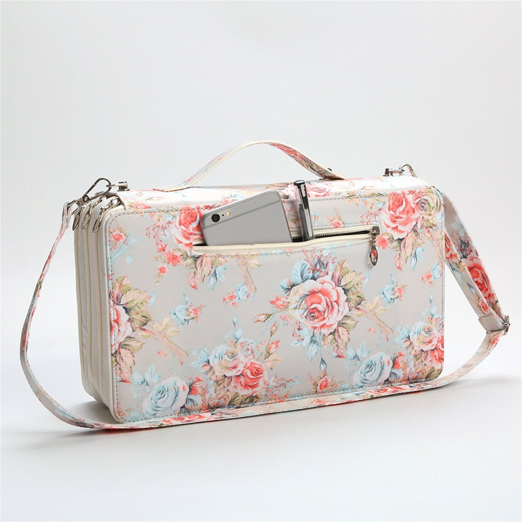 120 Slot Markers Organizers Carrying Bag with Shoulder Strap Multifunctional High Capacity Multilayer Marker Holder Case