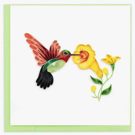 Quilling Card Quilled Hummingbird & Yellow Flowers Card