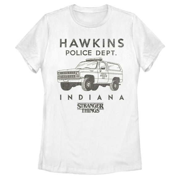Women's Stranger Things Hawkins Police Dept. Indiana  T-Shirt - White - Small