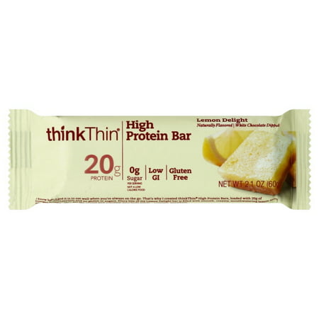 thinkThin High Protein Lemon Delight Snack Protein Bars 20g of Protein Supplement Sugar Free and Gluten Free Protein Snack Bars, 5 Energy Snack (Best High Energy Snacks)