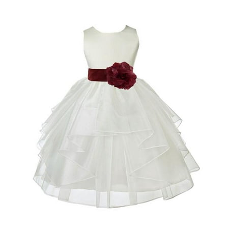 

Ekidsbridal Formal Ivory Shimmering Organza Flower Girl Dresses Wedding Pageant Special Occasions Dresses Junior Toddler Holy Baptism Communion Reception Recital Birthday Girl Party 4613S