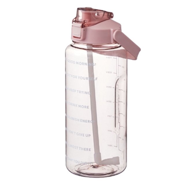 Botella de agua deportiva Avdjesfny con pajita de 64 oz, reutilizable, sin BPA, de boca ancha y con asa, para fitness, senderismo, camping, apta para lavavajillas, color rosa