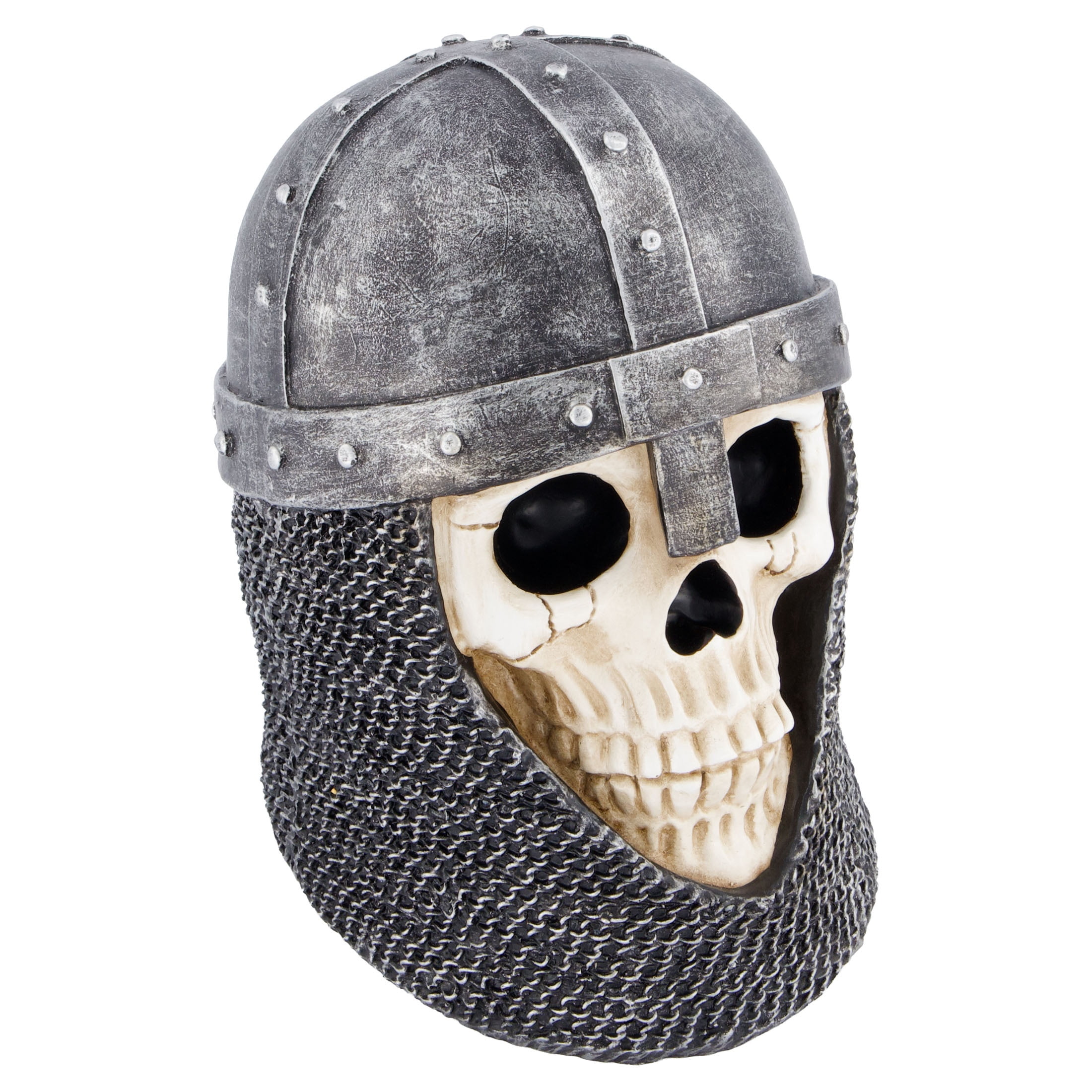 Skull with Knight Helmet Decoration, Gray and White, 7.7", Halloween by Way To Celebrate