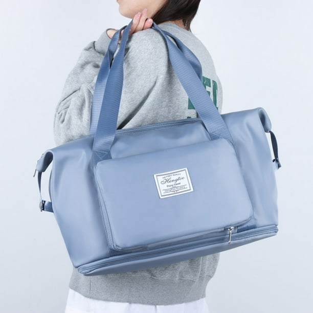 Bolsa de lona de viaje Bolso deportivo plegable de tela Oxford para gimnasio con compartimento separado para zapatos | Gran capacidad | Mango reforzado | 39x42x22cm | Negro, Verde, Azul, Morado