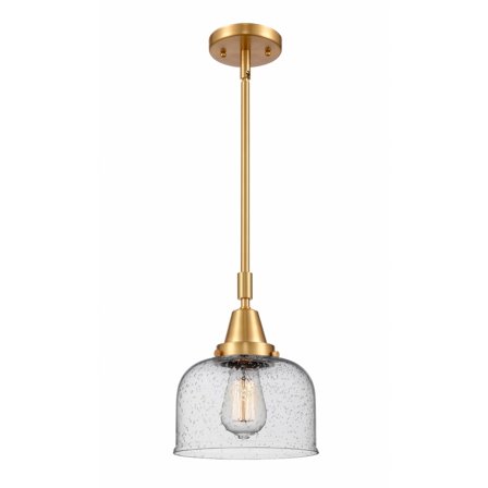 447-1S-SG-G74-Innovations Lighting-Bell - 1 Light Stem Hung Mini Pendant In Industrial Style-11.13 Inches Tall and 8 Inches Wide-Satin Gold