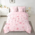 thumbnail image 2 of Castle Fairy Teens Children Pink Flower Cherry Blossom 7-Piece Twin Bedding Sets,Botanical Plants Bedding Comforter Set,Chic Floral Sakura Breathable Sheet Sets,Ultra Soft Home Decor, 2 of 8