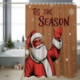 thumbnail image 2 of Christmas Black Santa Claus Bathroom Shower Curtain Xmas Winter Snowflake Snow Brown Waterproof Washable Shower Curtains for Bathtub Bath Decor with Grommets and Hook 54 X 78 Inch, 2 of 8