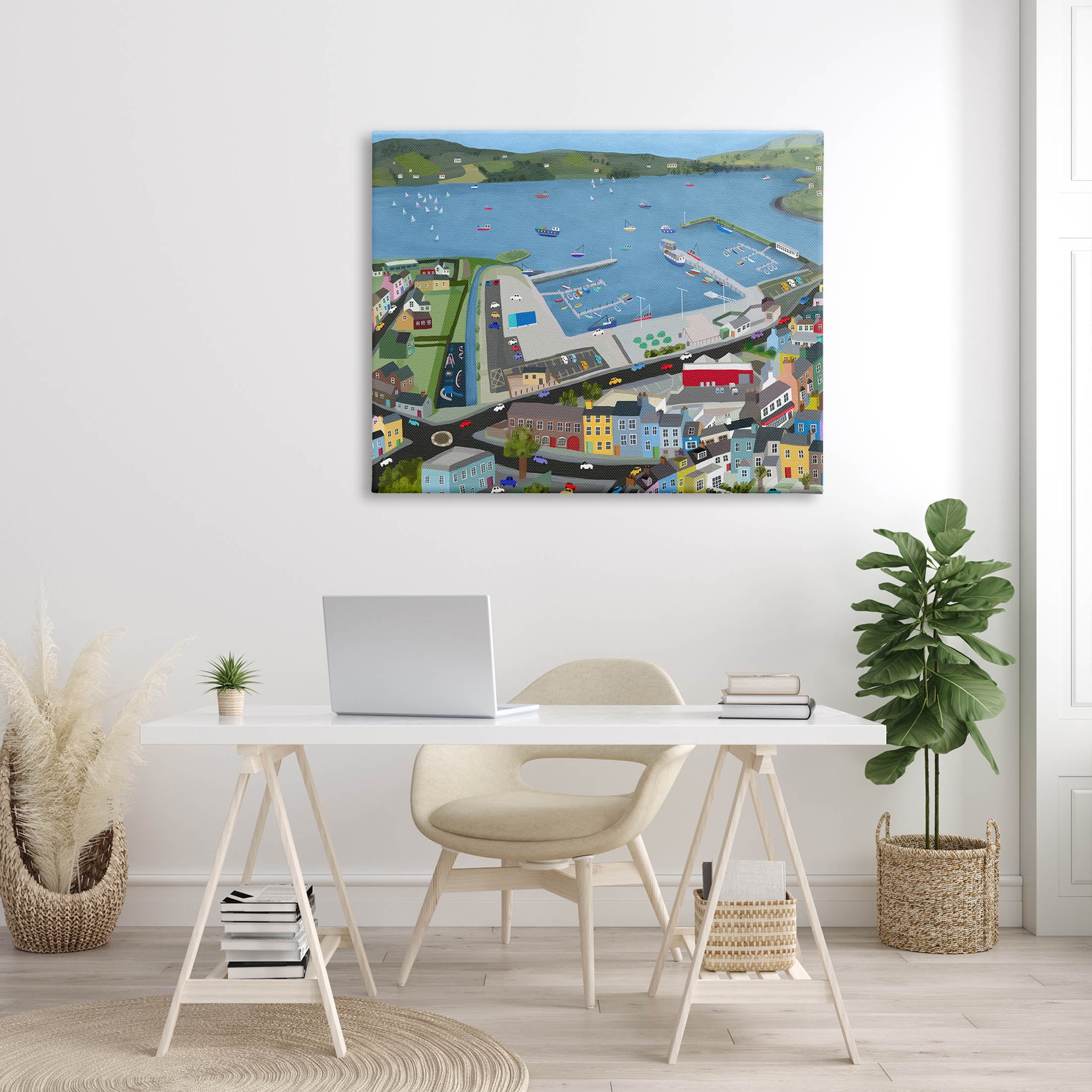 Stupell Industries Ocean Docks Suburb Streets Graphic Art Gallery Wrapped Canvas Print Wall Art, Design by Carla Daly