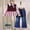 m87-Red, variant on Outfit Sets For Girls Casual Heart Embroidery Patchwork Long Sleeve Lapel Ruffle Hem Tops And Elastic Waist Pockets Denim Flare Pants 2 Piece Set Fashion Daily Outfits For Children,3-4 Years