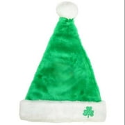 17" Luck of the Irish Plush Green Shamrock Christmas Santa Claus Hat- Adult Size