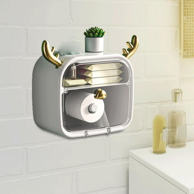 Portarrollos de papel higiénico multifunción para pared Blanco