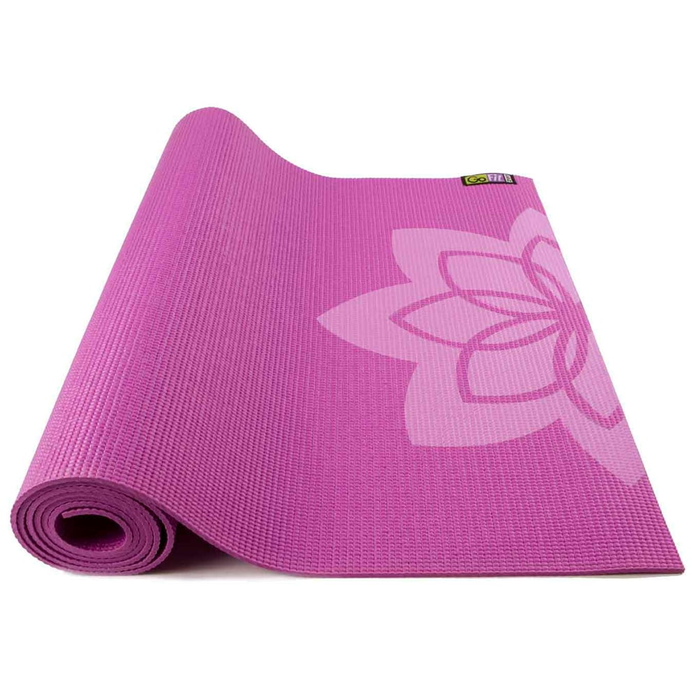 GoFit Pattern Yoga Mat w/ Yoga Pose Wall Chart, 3.5mm, 24" X 68" Lotus