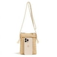 thumbnail image 3 of Zhuge Bolso de hombro tejido para mujer, bolso de mano tejido, bolso de mano tejido elegante para playa de verano, bolsos de hombro de 5,9 x 0,78 x 7,49 pulgadas (caqui), 3 of 5