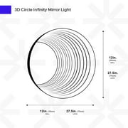 Ozarke 3D Circle Infinity Mirror Light, LED Wall Mirror RGB Color - Small