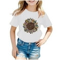 thumbnail image 1 of WEIYLL T-Shirts Graphiques pour Filles, Imprimé Tournesol, Col Rond, Manches Courtes, Été, Doux, pour 7-8 Ans, 1 of 4