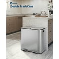 thumbnail image 2 of BeesClover Stainless Steel Step-on Garbage Bin, Dual Trash and Recycling Can for Kitchen, Fingerprint-Resistant Poubelle Cuisine with Soft-Close Lid and Removable Inner Buckets, Silver, 2 of 6