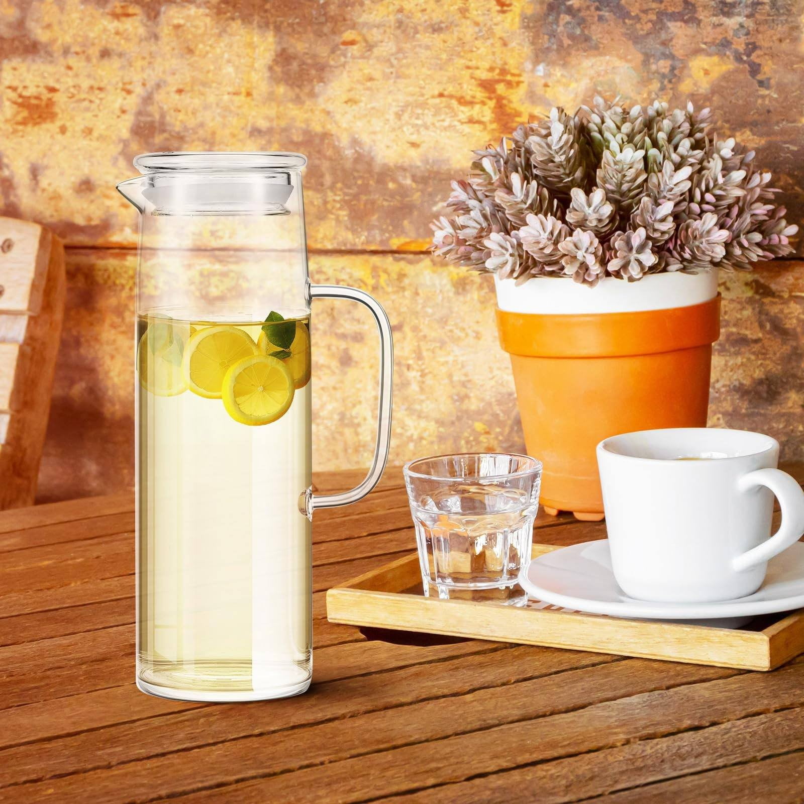 XKHBDL Portable Container Water Bottle with Bamboo Lid - Eco Friendly & BPA Free Borosilicate Glass Infuser Bottle - Leak Free Design - for Storage, Everyday Use and Non-Toxic Hydration