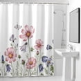 thumbnail image 3 of Shower Curtain for Bathroom Spring Farm Flowers Leaves Butterfly Waterproof Bath Curtains Shower Curtains with Hooks,Pink Green Plants on White Bathroom Curtain Privacy Drapes for Bathtubs 36x72in, 3 of 9