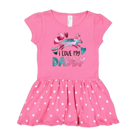 

Inktastic I Love My Daddy Pink and Blue Fox with Hearts Gift Baby Girl Dress