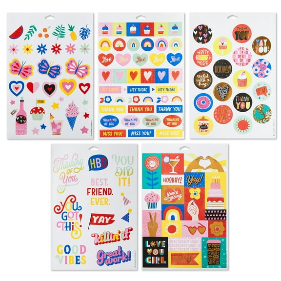 Hallmark Decorate and Send Assorted Design Stickers, Assorted Designs, 10 Sheets