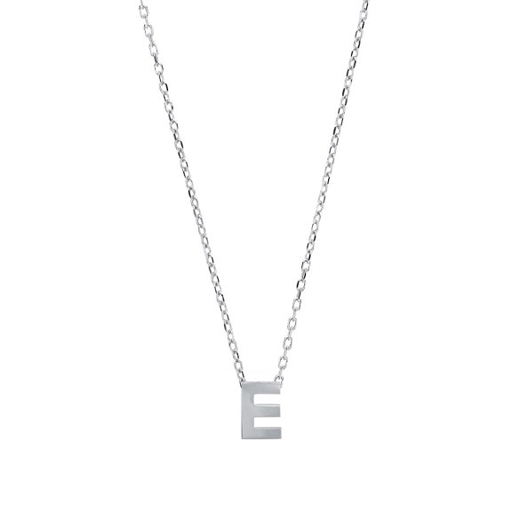 Silver Jewelco London Letter E Initial Pendant Necklace 18 inch