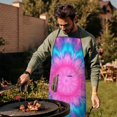 thumbnail image 4 of Pink Blue Tie Dye Flower Pattern Apron-Garden Aprons for Women with Pockets-Cotton Linen Waterproof Kitchen Cooking Gardening Aprons Adjustable for Kitchen,Cooking,BBQ and Salon 33x27 Inch, 4 of 7