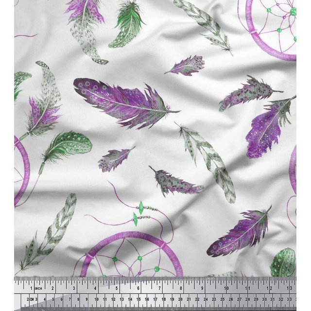 Soimoi Rayon Fabric Feather & Dream Catcher Home Decor Decor Fabric Printed Yard 42 Inch Wide