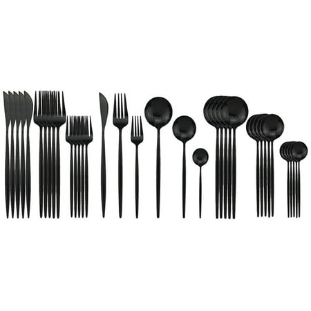 

UMMH Black Gold Cutlery Set Knife Fork Spoon Dinner Set Kitchen Mirror Tableware Set 304 Stainless Steel Dinnerware Set