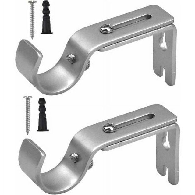 2 Pcs Ensemble de Supports de Tringle à Rideaux, Support Mural Réglable,Support de Rail de Rideau Support de Rail de Rideau réglable avec Vis et Perçage Support de Rideau en Métal
