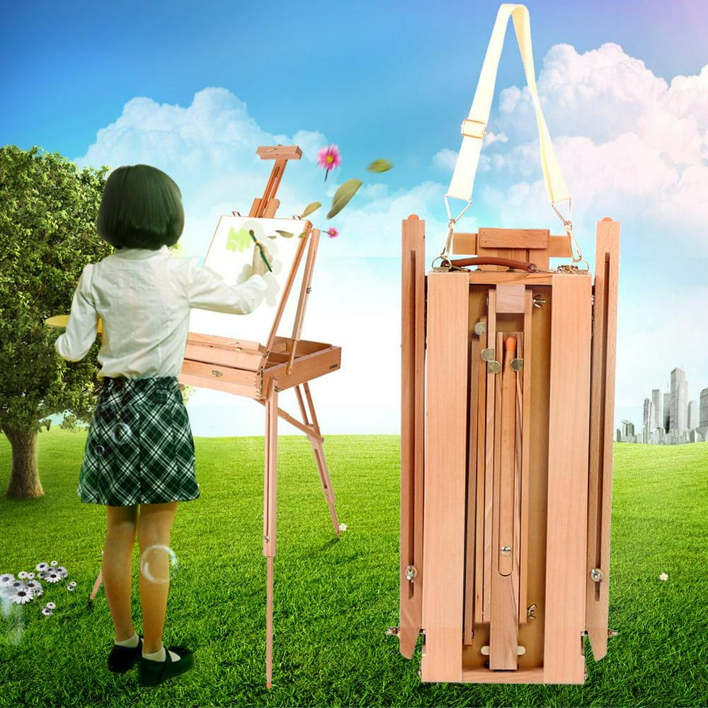 WALFRONT 1pc Wooden Table Painting Easel Sketch Box Portable Folding
