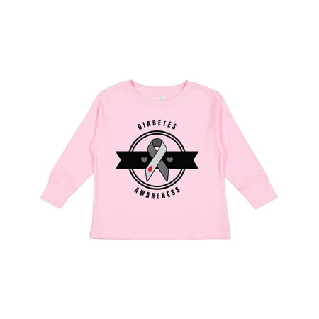 

Inktastic Diabetes Awareness with Ribbon and Hearts Boys or Girls Long Sleeve Toddler T-Shirt