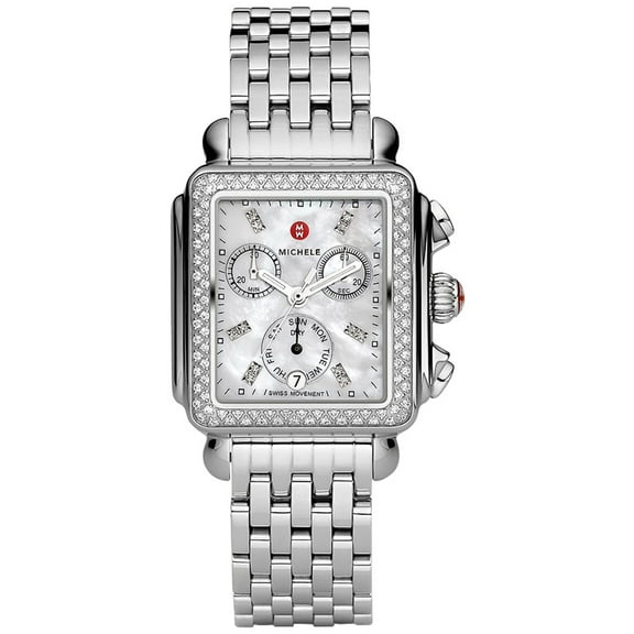 Michele Deco Chronograph Day/Date Stainless Steel & Diamond Womens Watch MWW06P000099