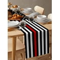 thumbnail image 3 of Red American Flag Burlap Cotton Table Runner 13x70 Inches Long, Black White Striped US Flag Stars Farmhouse Table Runners, Outdoor Dining Tablecloths Decor for Baby Shower/Party/Wedding, 3 of 6