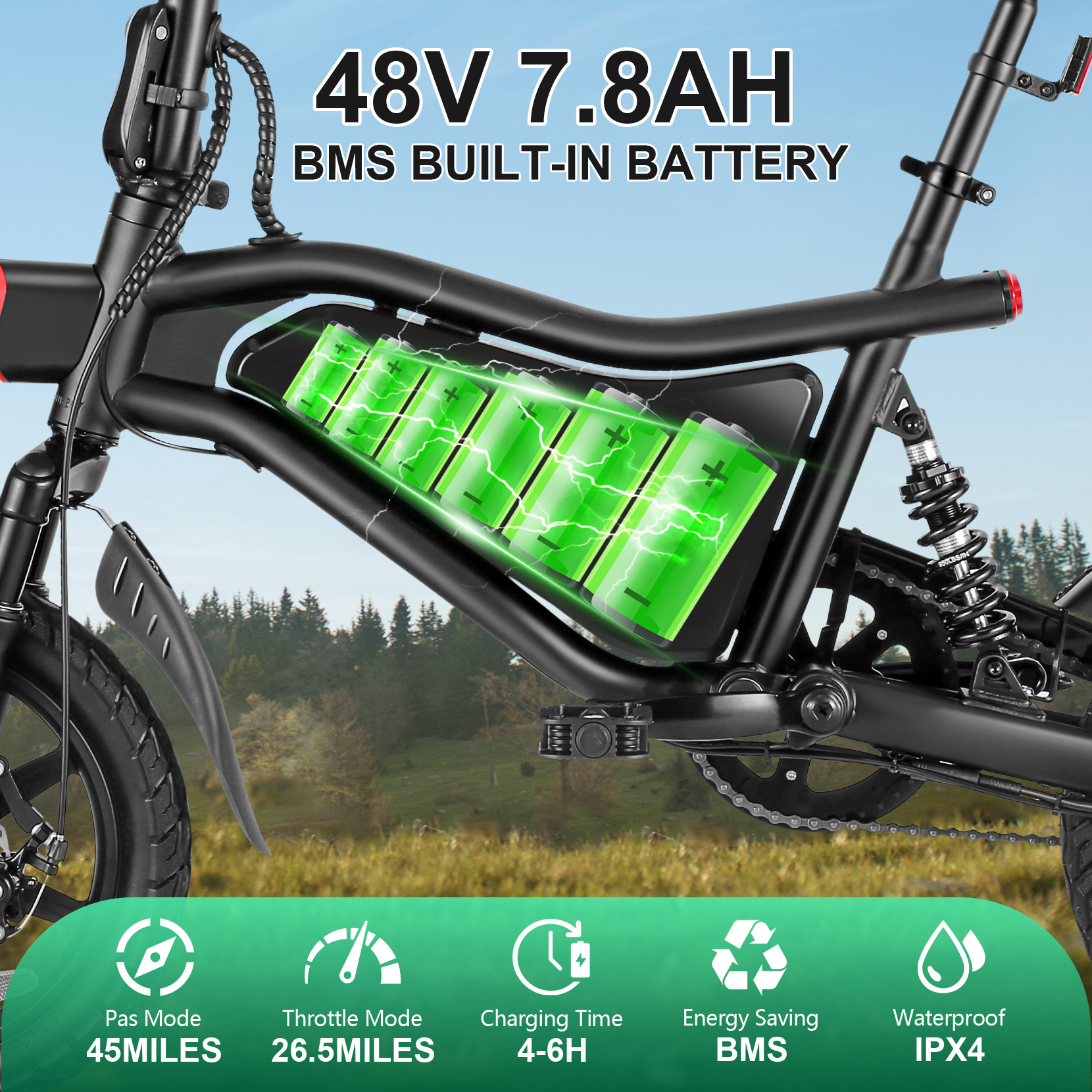 Gocio Adult Foldable Electric Bicycle, 14" Ebike With 550W Peak Power Motor, 48V 7.8Ah Lithium Battery, LCD Display, Urban Commuter Electric Bike For Woman UL2849 Certified