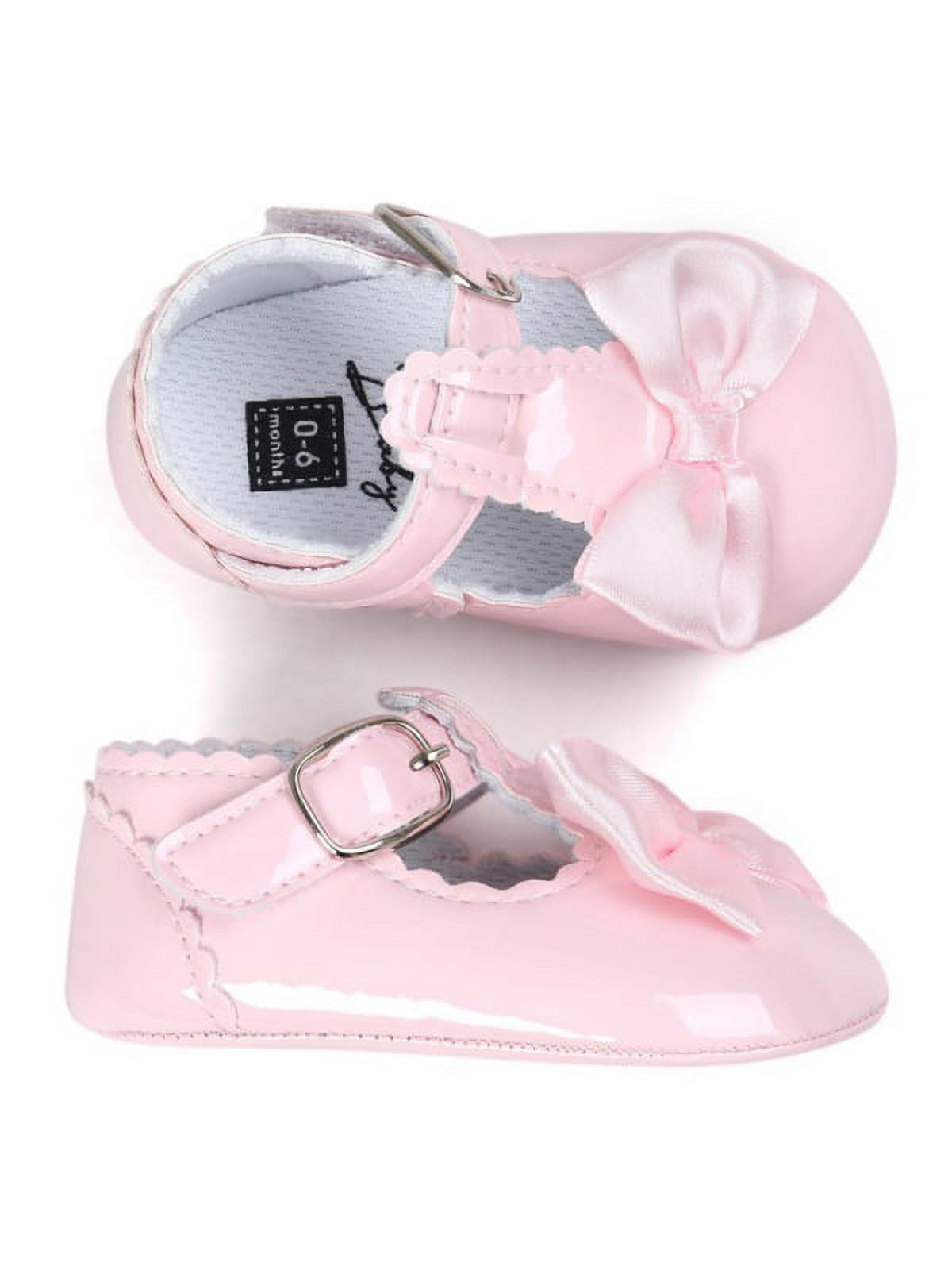 Lavaport Newborn Baby Girls Bowknot Shoes PU Leather Buckle First Walkers - image 4 of 5
