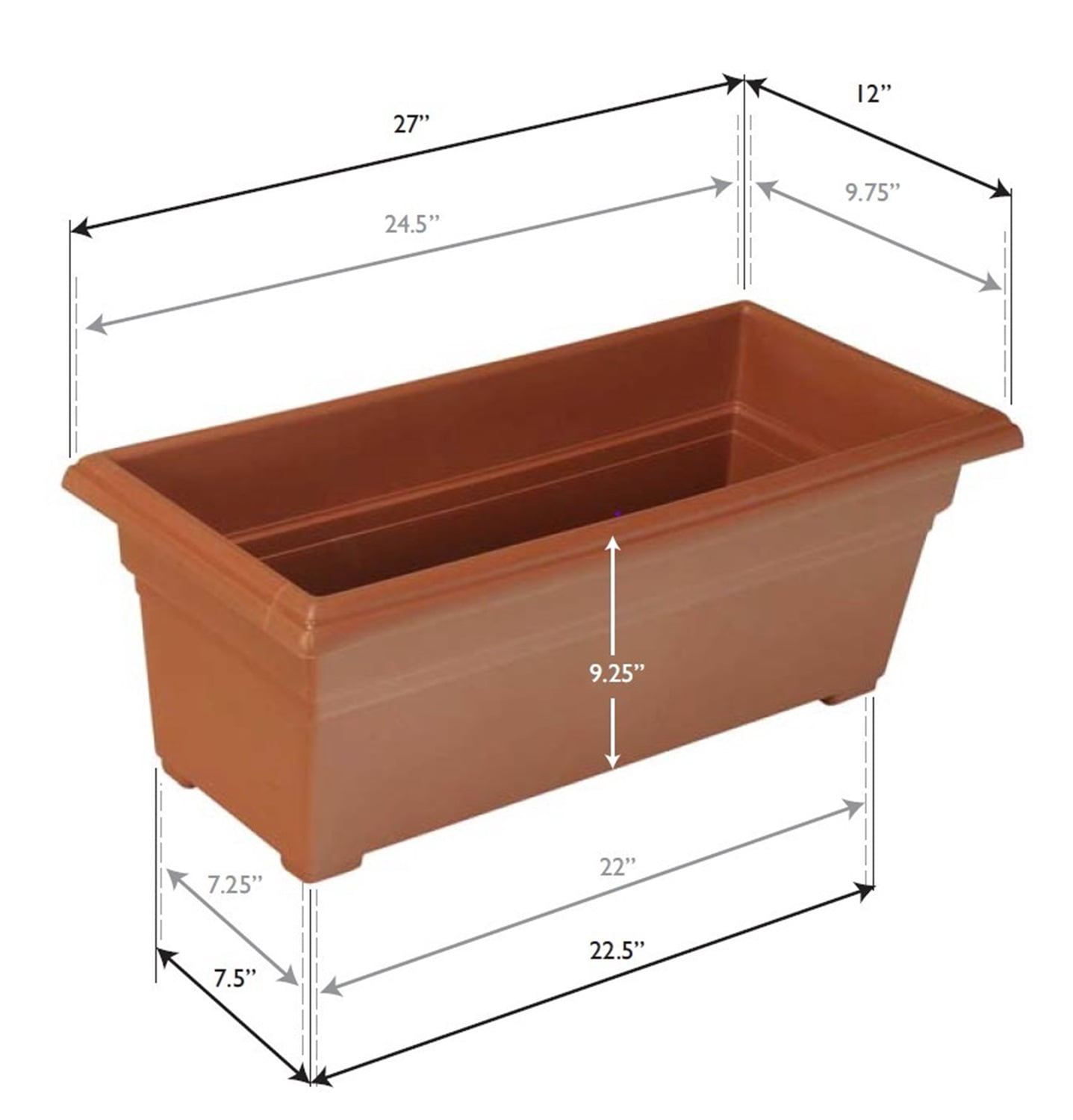 Root & Vessel Countryside Patio Planter, Terra, 27"