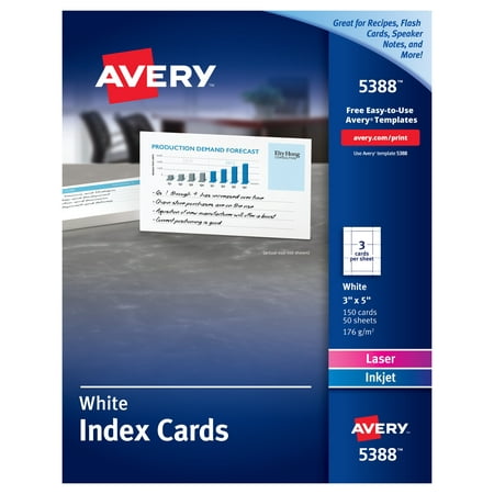 Avery Printable Cards, Laser & Inkjet Printers, 150 Cards, 3 x 5, Index Card Size (Best Printer For 3x5 Index Cards)