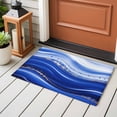 thumbnail image 4 of 2x3 Ft Entryway Area Rug, Blue Waves Abstract Kitchen Rug Runner Washable Floor Mat, Ocean Fluid Gradient Luxury Non Slip Indoor Door Mat Throw Carpet for Bathroom Living Room Bedroom, 4 of 8